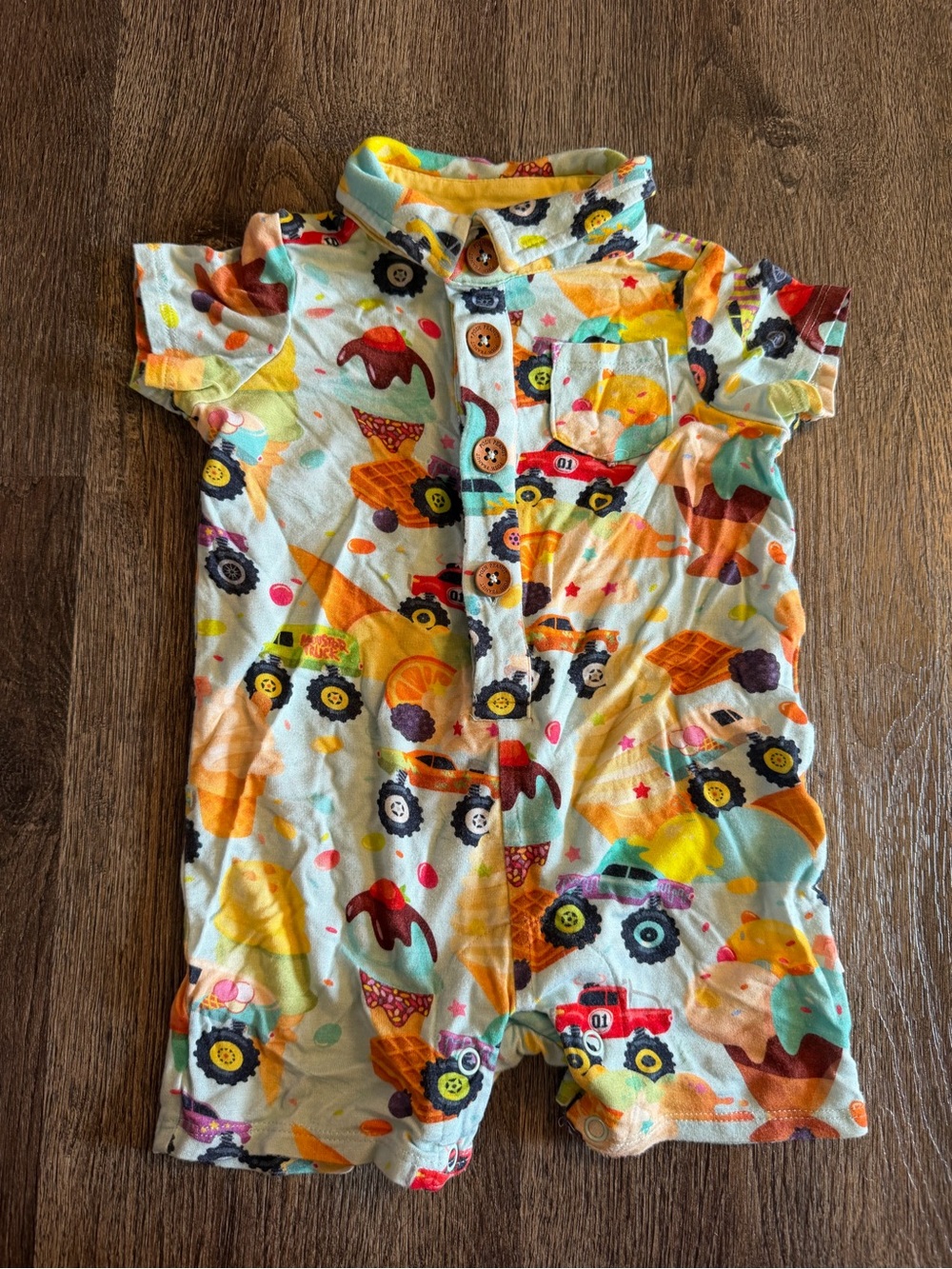 Posh Peanut 3-6 months Monster Truck/ice cream romper